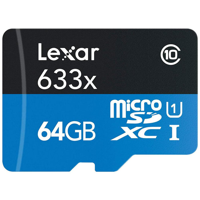 Lexar High-Performance microSDHC/SDXC UHS-I 64gb Memory Card + Accessory Bundle