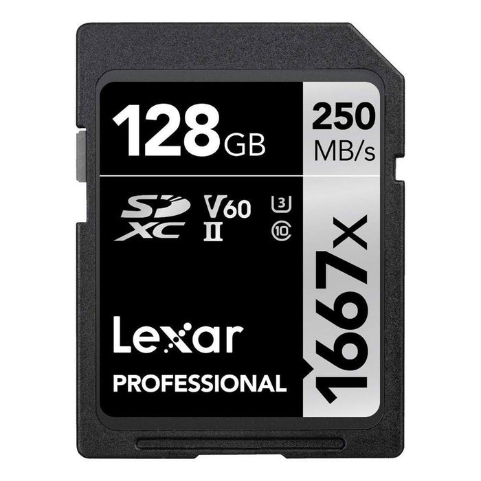 Lexar Professional 1667x 128GB SDXC UHS-II Memory Card + Accessory Bundle