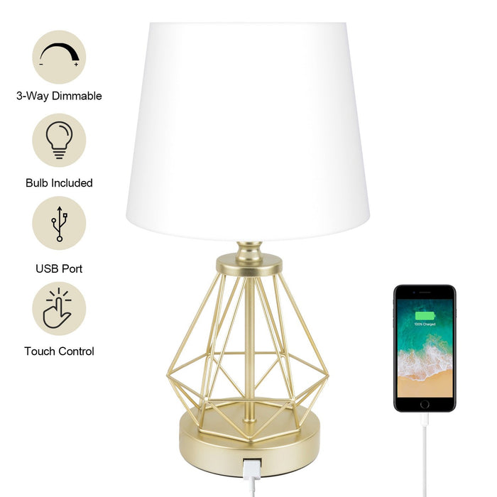 CO-Z Modern Table Lamp with USB Input & Touch On/Dim Control AC003