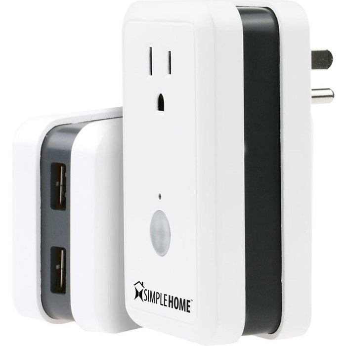 Simple Home Wi-Fi Smart Controlled Wall Outlet with 2 USB and Energy Monitor - XWS7-1002-WHT