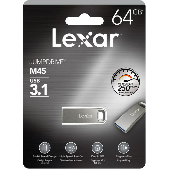 Lexar LJDM45-64GABSLNA 64GB JumpDrive M45 USB 3.1 Flash Drive (2-Pack)