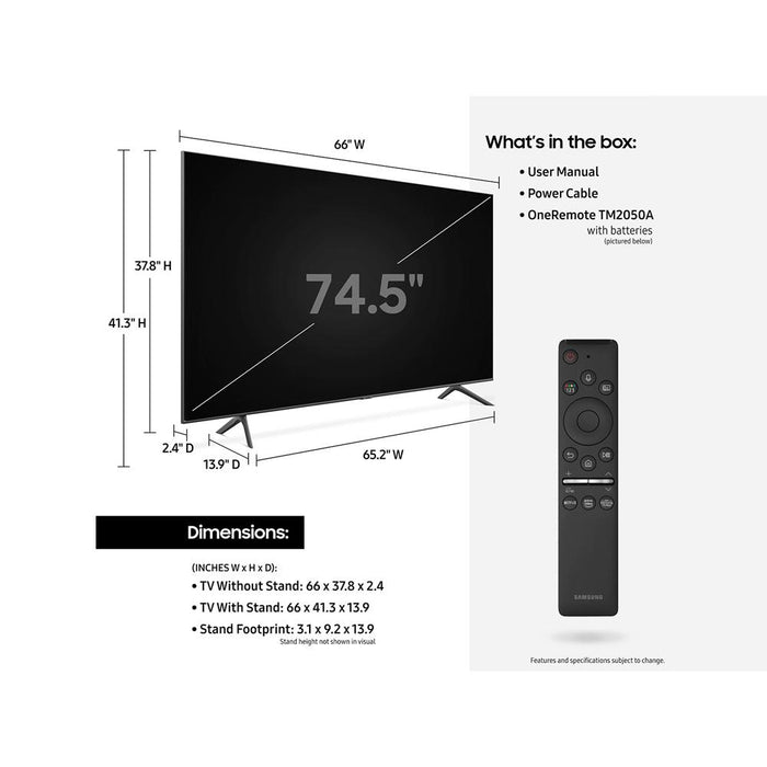Samsung QN75Q60TA 75" Class Q60T QLED 4K UHD HDR Smart TV (2020) - Open Box