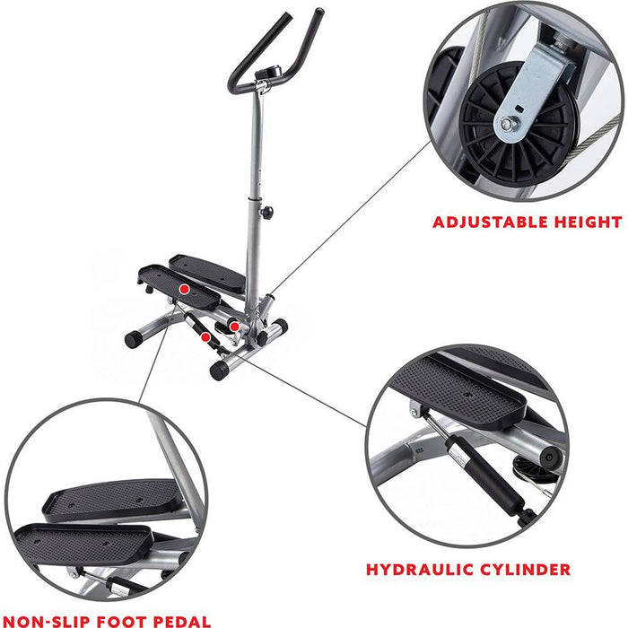 Sunny Health and Fitness Twister Stepper Machine with Handlebar Adjustable Height , LCD monitor(open Box)