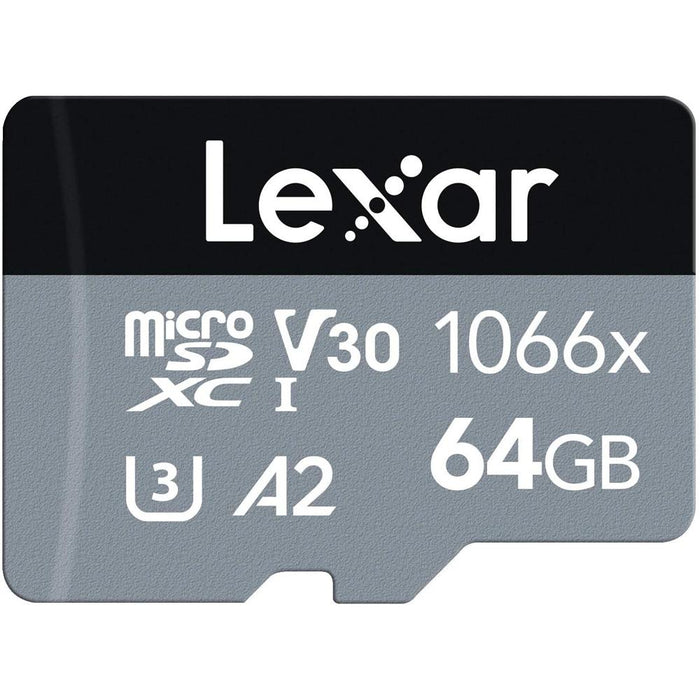 Lexar Professional 64GB 1066x MicroSDXC Memory Card with Adapter LMS1066064G