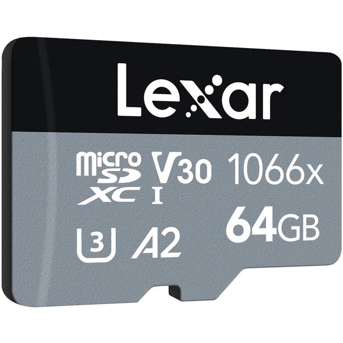 Lexar Professional 64GB 1066x MicroSDXC Memory Card with Adapter LMS1066064G