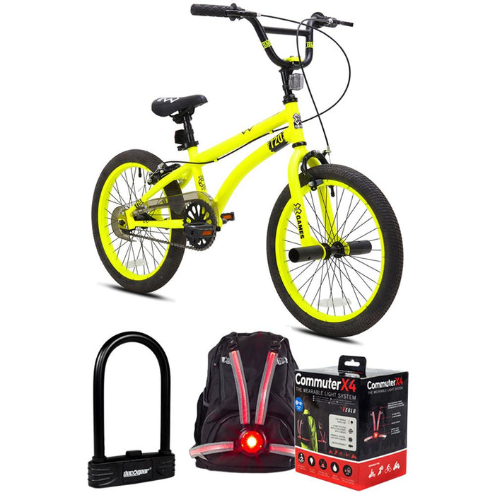 Kent 01812 18" X Games 720 Yellow Bike w/ Accessories Bundle
