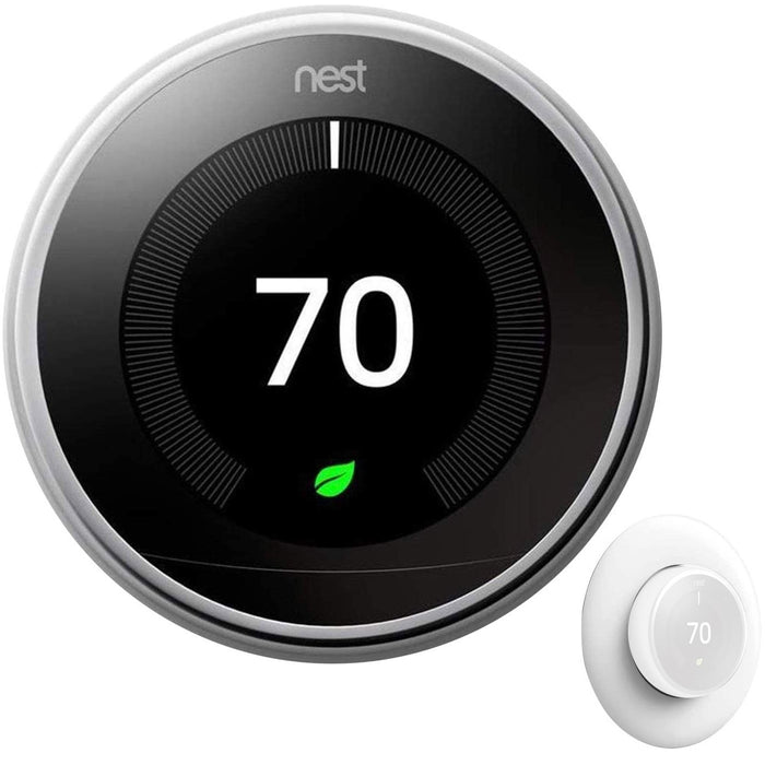 Google Nest Learning Thermostat( 3rd Gen, Polished Steel) + Thermostat Wall Plate Cover