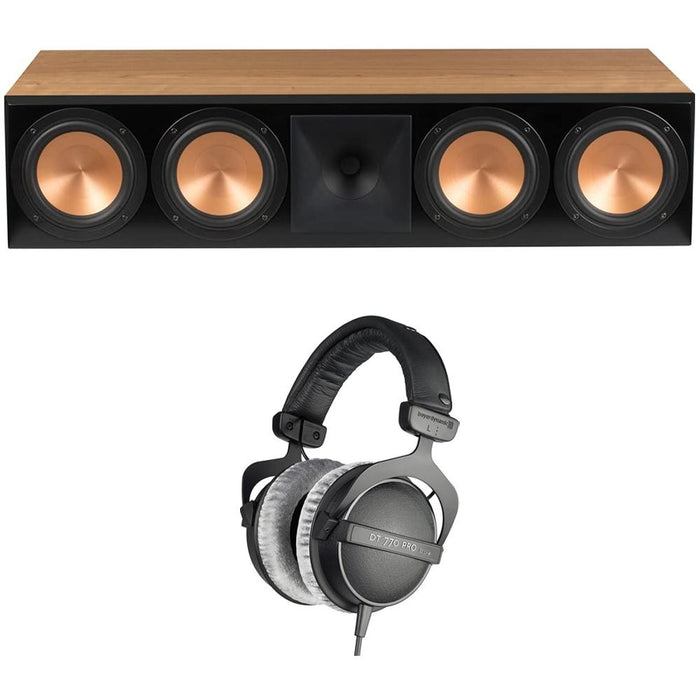 Klipsch RC-64 III Center Channel Speaker, Natural Cherry w/ Studio Headphones