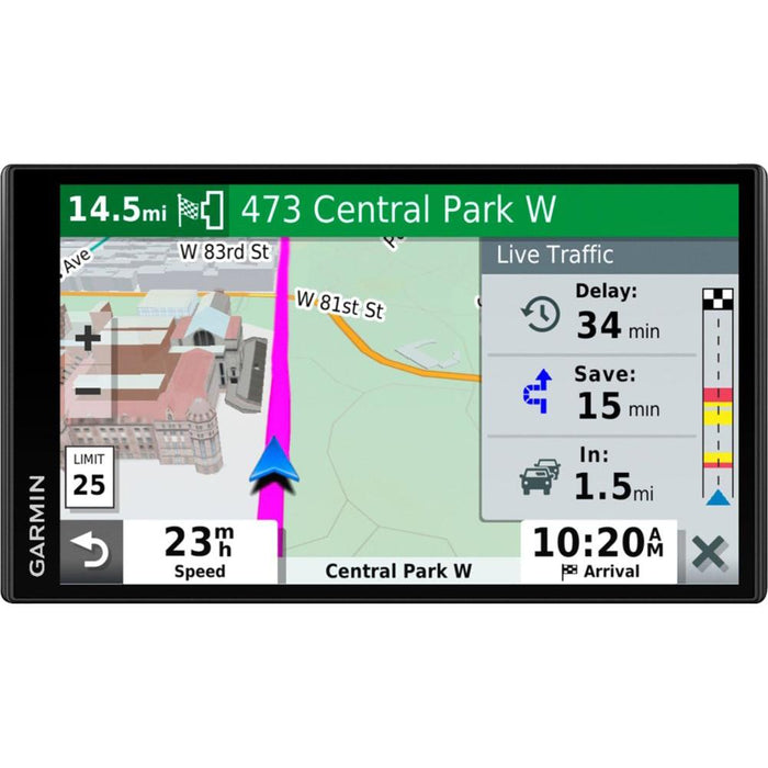 Garmin Drivesmart 65T GPS Navigator (Refurbished) + Universal Bundle + Case, Car Socket