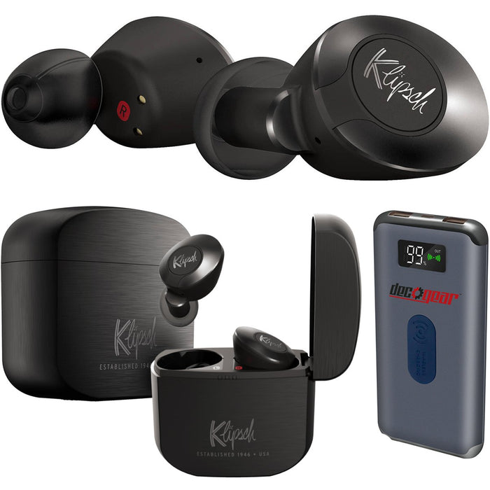 Klipsch T5 II True Wireless Headphones + Charging Case + Microphone Bundle Gunmetal