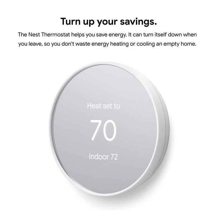 Google Nest Programmable Smart Wi-Fi Thermostat for Home (Snow) - GA01334-US