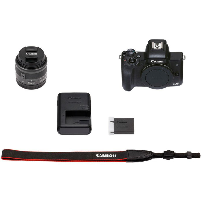 Canon EOS M50 Mark II Mirrorless Digital Camera (Black) w/ EF-M 15-45mm IS STM Lens