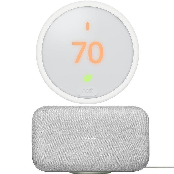 Google Nest E T4000ES Programmable Smart Thermostat with Google Home Max (White)
