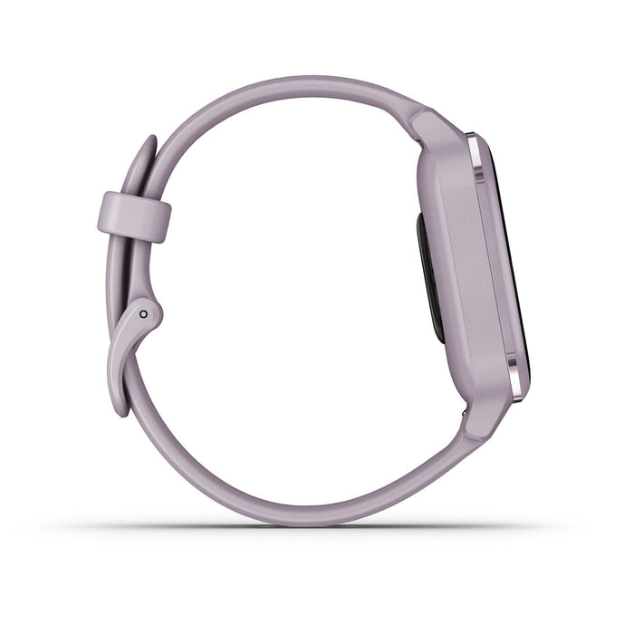 Garmin Venu Sq, Metallic Orchid Aluminum Bezel with Orchid Case and Silicone Band