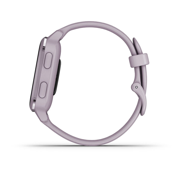 Garmin Venu Sq, Metallic Orchid Aluminum Bezel with Orchid Case and Silicone Band