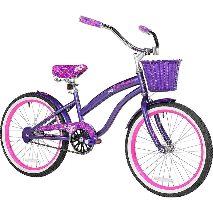 Kent 20" Kid's Purple Tiki Bay Cruiser Bike with Bike Lock and Light System