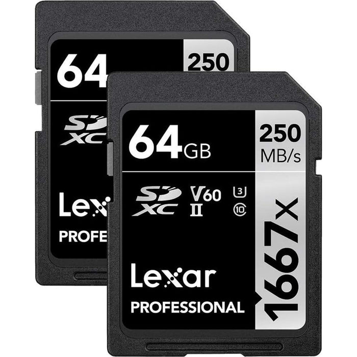Lexar 64GB Professional 1667x UHS-II SDXC Memory Card (2-Pack)