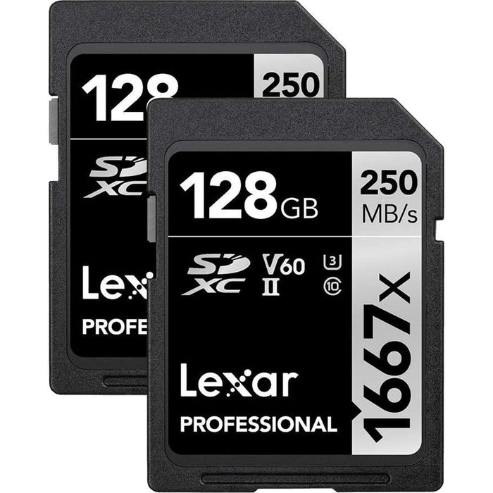 Lexar 128GB Professional 1667x UHS-II SDXC Memory Card (2-Pack)