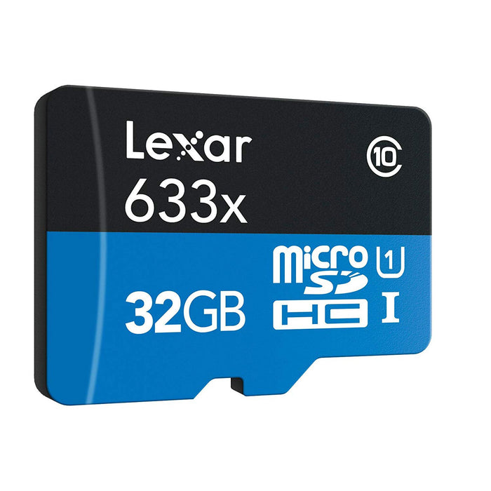 Lexar 2 Pack 633x 32GB (64GB Total) MicroSDHC UHS-I Memory Cards + SD Adapter Bundle