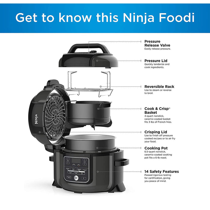 Ninja Foodi 9-in-1 Pressure Cooker Slow Cooker and Air Fryer OP300 Factory Refurbished