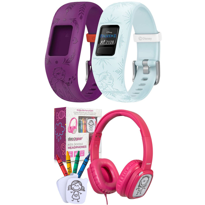 Garmin Vivofit Jr 2, Kids Fitness/Activity Tracker, Disney Frozen 2 + Headphones Bundle