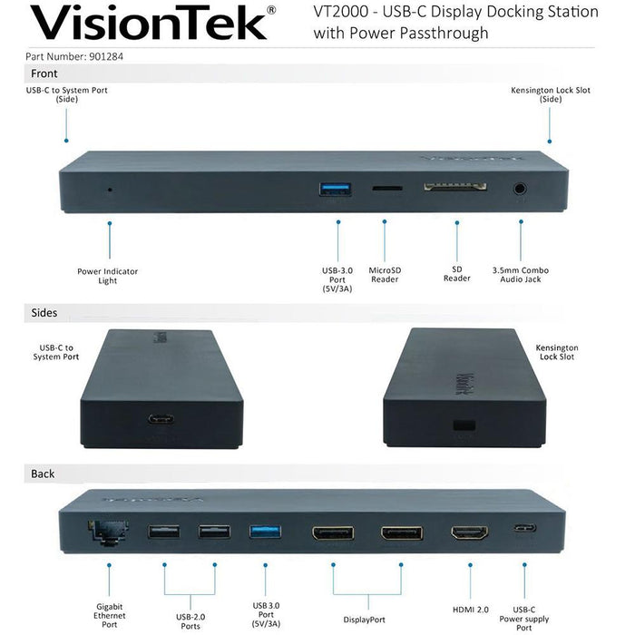 Visiontek VT2000 USB C Display Dock