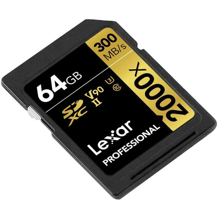 Lexar Pack of 2 Professional 2000x 64GB (128GB Total) SDXC UHS-II Memory Cards Bundle