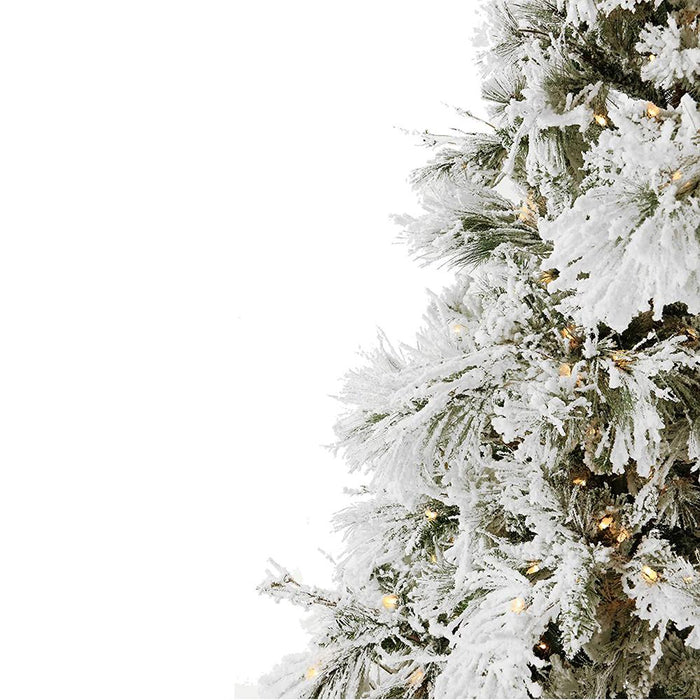 Fraser Hill Farm 10 Ft. Flocked Snowy Pine Christmas Tree - FFSN010-3SN - Open Box