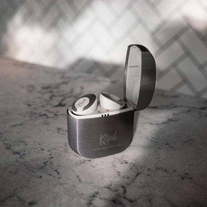 Klipsch T5 II True Wireless Headphones + Charging Case + Microphone Bundle Silver