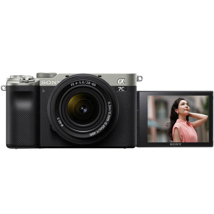 Sony a7C Mirrorless Full Frame Camera Silver 2 Lens Kit 28-60mm + 50mm F1.8 Bundle