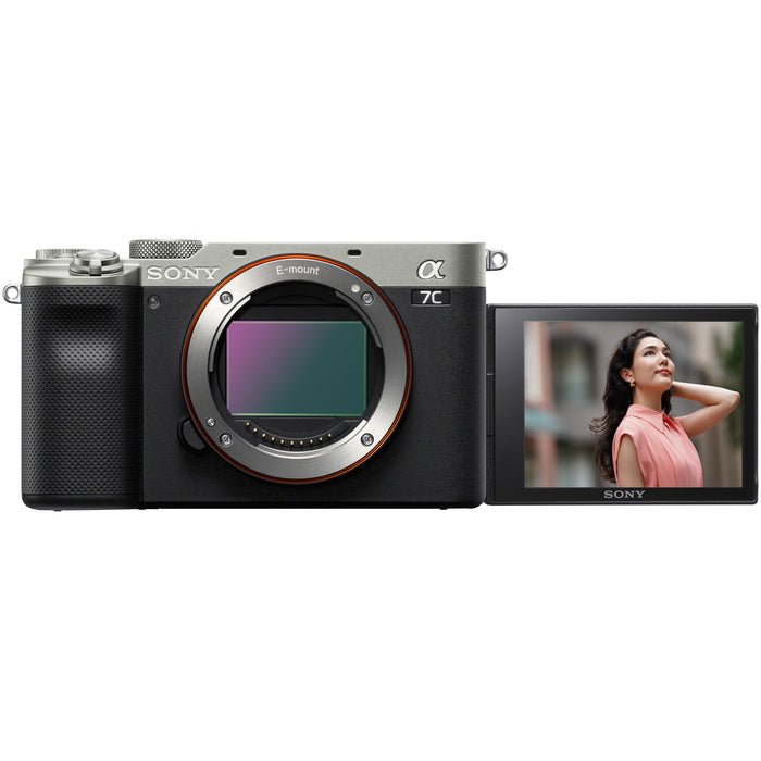 Sony a7C Mirrorless Full Frame Camera Body Silver 50mm F1.8 Lens SEL50F18F Kit Bundle