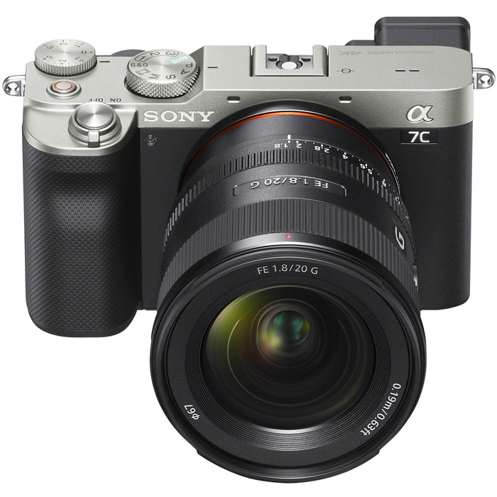 Sony a7C Mirrorless Full Frame Camera Body Silver 20mm F1.8 Lens SEL20F18G Kit Bundle