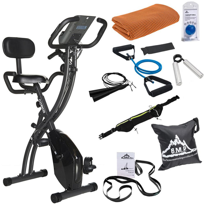 FITNATION Flex Bike Ultra Portable Exercise Bike (Black) w/ Fitness Bundle