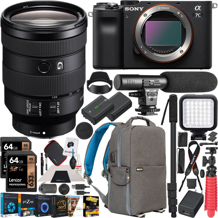 Sony a7C Mirrorless Full Frame Camera + 24-105mm F4 G OSS Lens SEL24105G Kit Bundle
