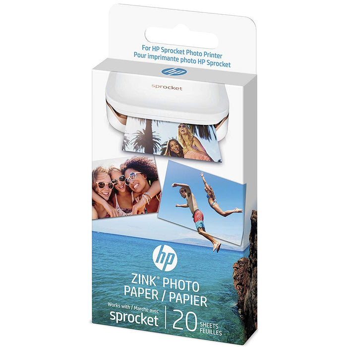 HP Sprocket Portable Photo Printer (2nd Ed) with Photo Paper (20 Sheets) Bundle