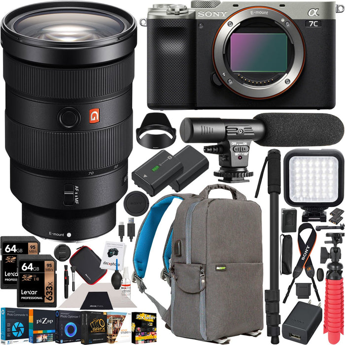 Sony a7C Mirrorless Full Frame Camera Silver 24-70mm F2.8GM Lens SEL2470GM Kit Bundle