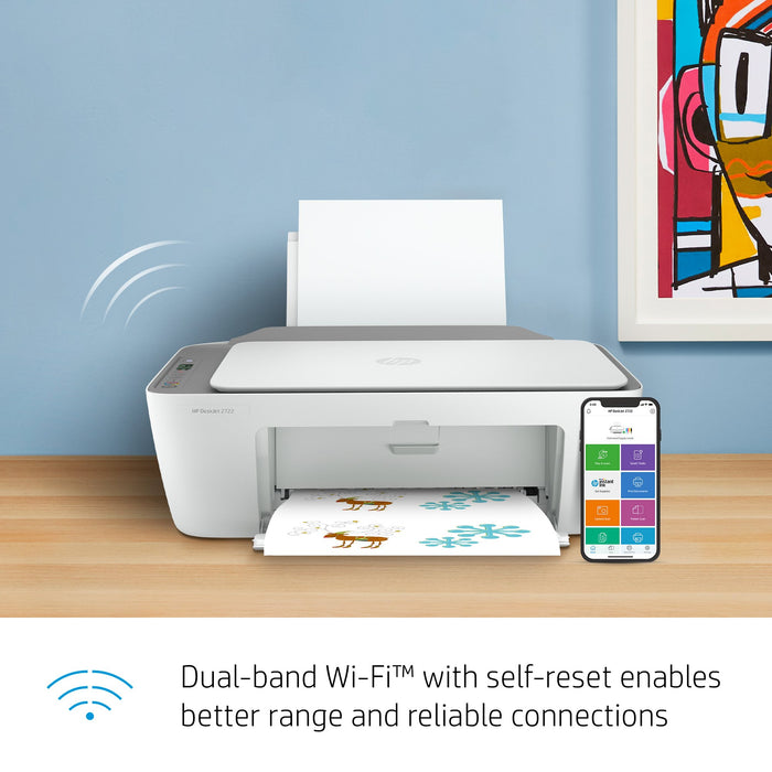 Hewlett Packard DeskJet 2722 All-in-One Wireless Color Inkjet Printer