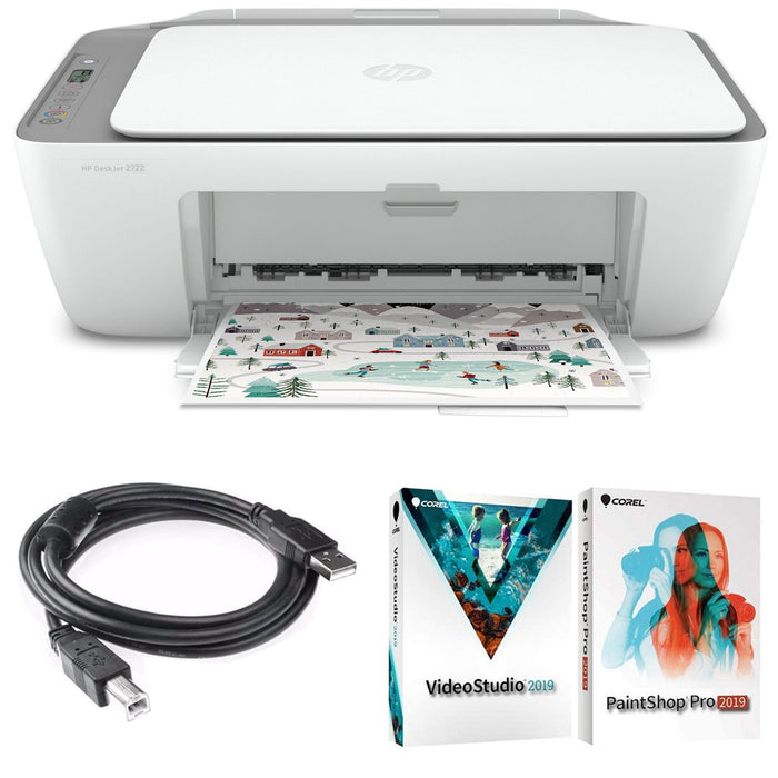 Hewlett Packard DeskJet 2722 All-in-One Wireless Color Inkjet Printer with Corel Software Bundle