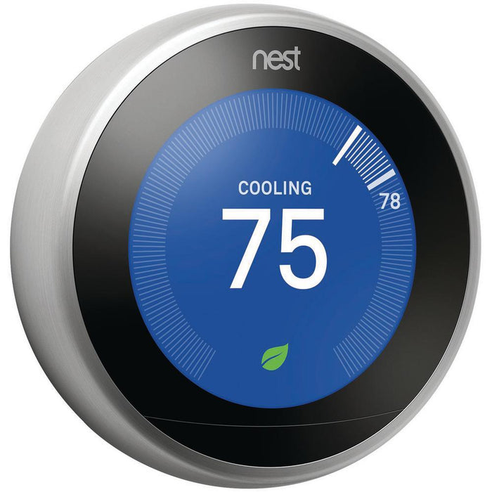 Google Nest Learning Smart Thermostat Gen 3 Polished Steel T3019US + Home Wall Mount Kit