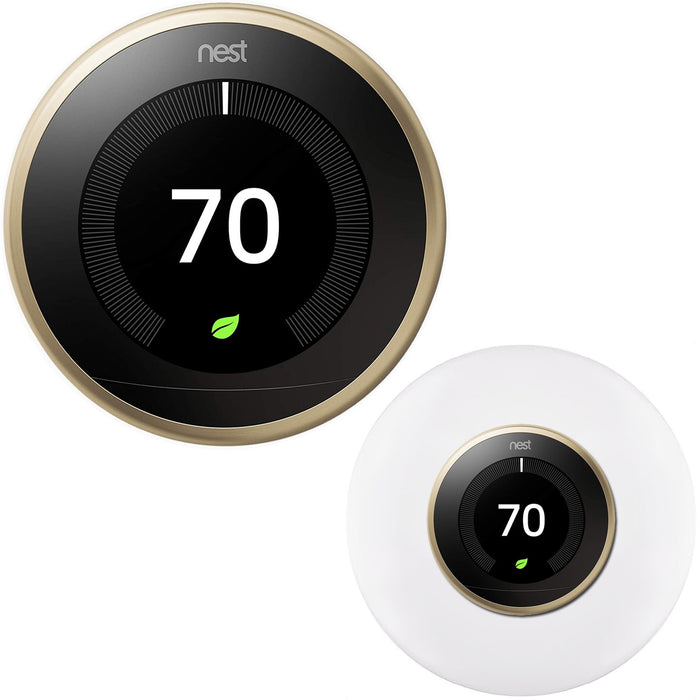 Google Nest Learning Smart Thermostat 3rd Gen Brass T3032US + Home Wall Mount Kit