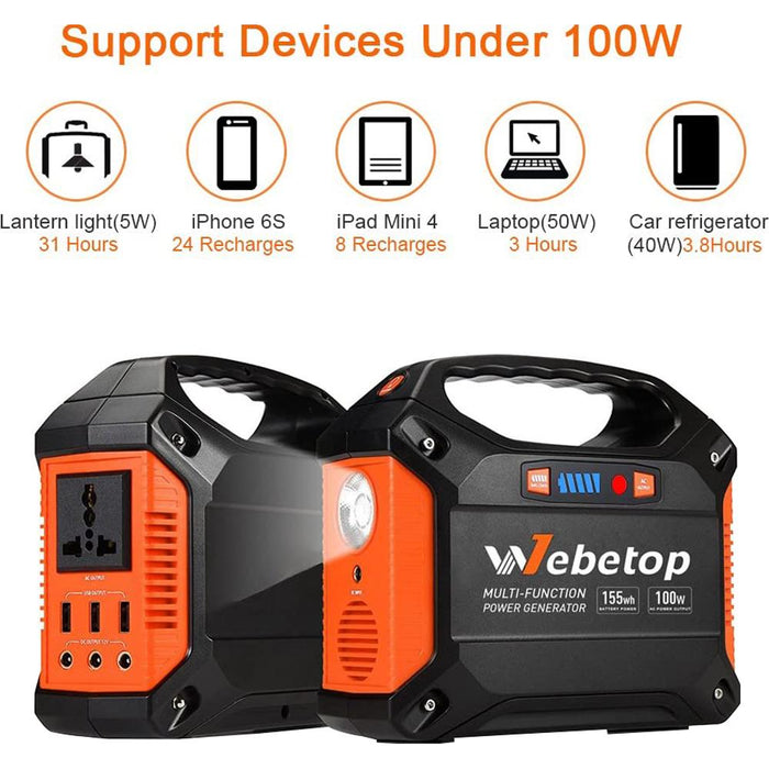 Webetop Portable Generator 42000mAh Power Inverter Battery + Accessories Bundle