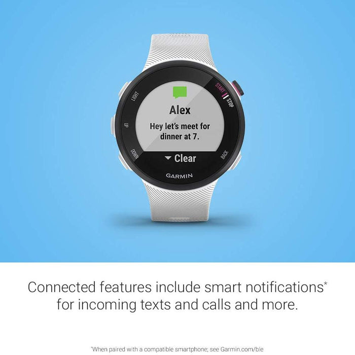 Garmin Forerunner 45 GPS Heart Rate Monitor Running Smartwatch White - Renewed