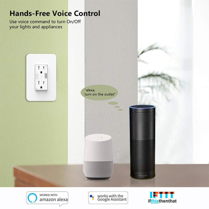 Deco Essentials WFWOTLT Smart WiFi Wall Outlet Plug 3 Pack
