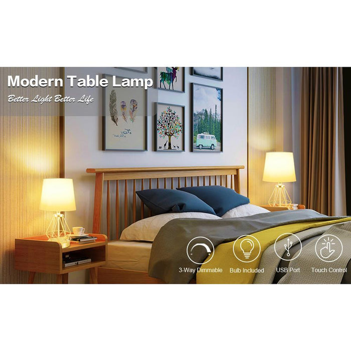 CO-Z Modern Table Lamp with USB Input & Touch On/Dim Control AC003 - Open Box