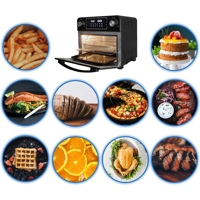 Deco Chef 24QT Black Stainless Steel Countertop Toaster Air Fryer Oven with Accessories
