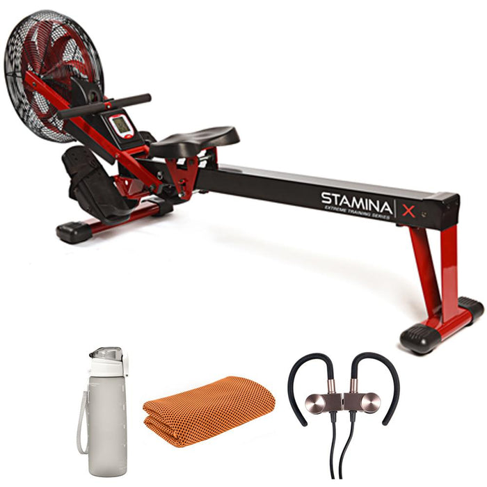Stamina 35-1412 X Air Rower Red with Fitness Bundle