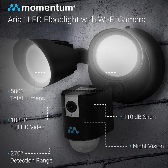 Momentum Aria 1080P LED Spotlight Camera Wired Built-in Wi-Fi+64 GB Card & Cloth