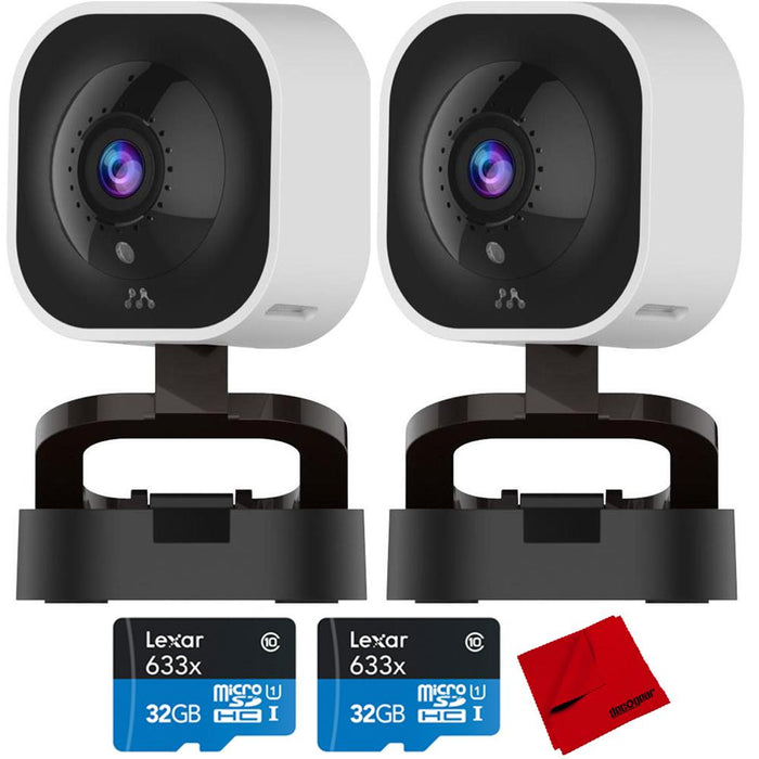 Momentum Codi 2K HD Indoor Home Security Camera 2 Pack + 2x 32GB Card & Cloth