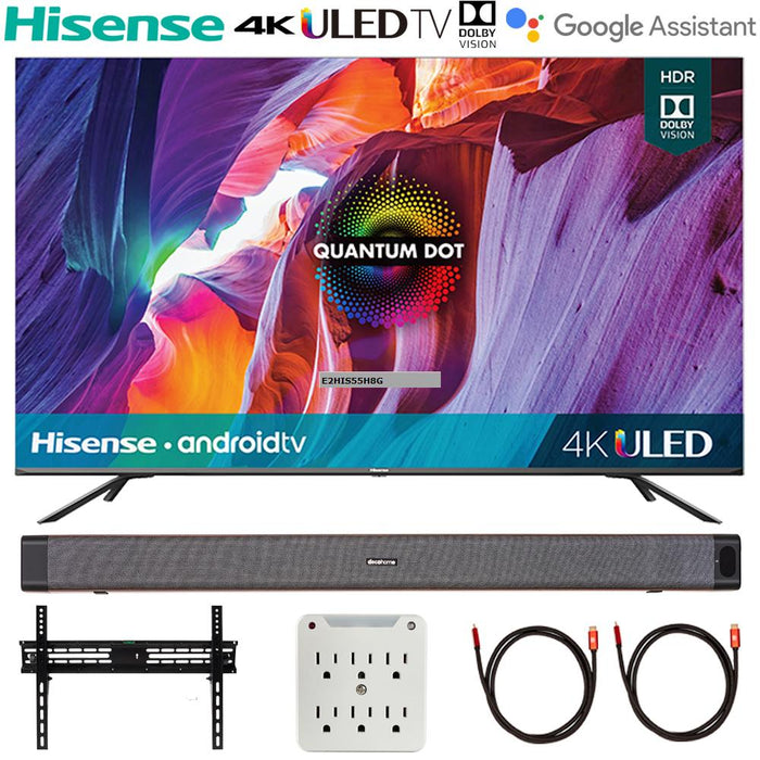 Hisense 50" H8G Quantum Series 4K ULED Android Smart TV (2020) w/ Deco Soundbar Bundle