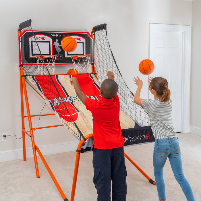 Deco Gear Arcade Basketball Game, Indoor 1-4 Player, LED Scoreboard, 8 Game Modes, 5 Balls